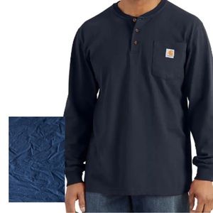 LOOSE FIT HEAVYWEIGHT LONG-SLEEVE POCKET HENLEY T-SHIRT (blue)